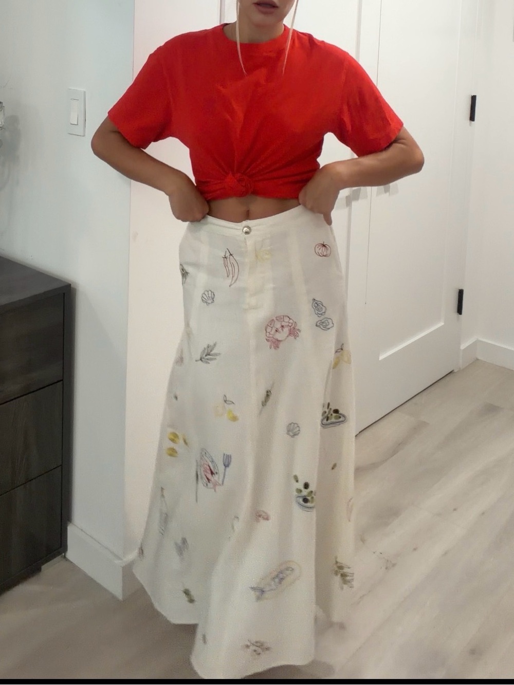 Caroline Constas White Maxi Skirt with Multicolor Motifs - Picture 3 of 3